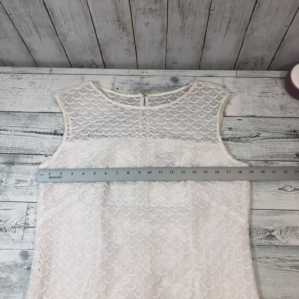 Adrianna Papell Crocheted Lace White Sleeveless Sheath Dress - Picture 7 of 12